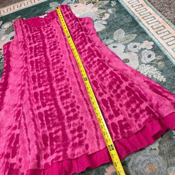 Allegra Masetti Pink Linen Dress XL Made in Italy Shift Sleeveless Mini Boho - Picture 12 of 14